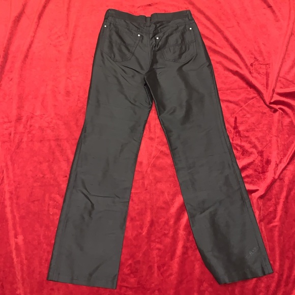 Gianfranco Ferre Jeans Vintage 90s Black Shiny Linen Blend Straight Pants Sz 2 - Picture 6 of 8